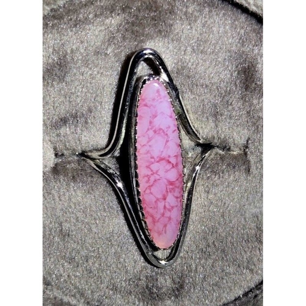 Vintage Pink Stone BEAU Sterling Silver Designer Ring Size 6